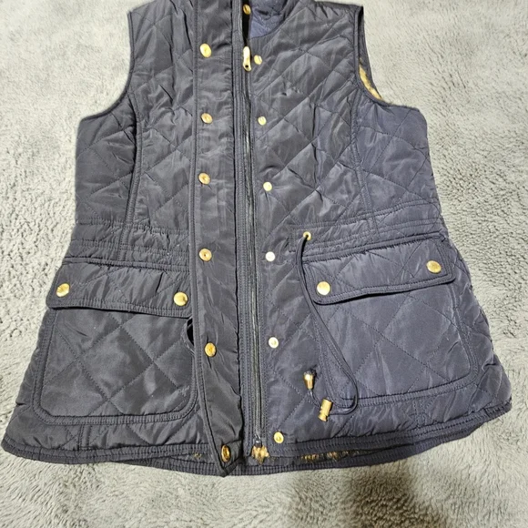 Adrienne Vittadini Navy Blue Quilted Puffed Fur Lined Vest Size Medium - Picture 12 of 16